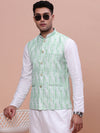 Men Solid Green Slim Fit Nehru Jacket-AD-637-Green