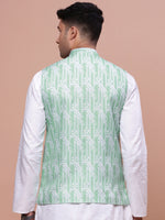 Men Solid Green Slim Fit Nehru Jacket-AD-637-Green