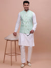 Men Solid Green Slim Fit Nehru Jacket-AD-637-Green