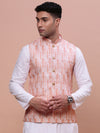 Men Solid Peach Slim Fit Nehru Jacket-AD-637-Peach