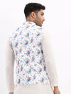 Men Printed White Nehru Jacket-AD-648-White