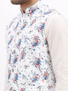 Men Printed White Nehru Jacket-AD-648-White