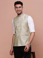 Men Solid Green Slim Fit Nehru Jacket-AD-J-203-Green