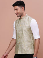 Men Solid Green Slim Fit Nehru Jacket-AD-J-203-Green