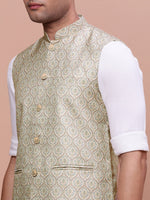 Men Solid Green Slim Fit Nehru Jacket-AD-J-203-Green