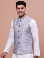 Men Solid Lavender Slim Fit Nehru Jacket-AD-J-203-Lavender