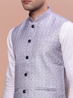 Men Solid Lavender Slim Fit Nehru Jacket-AD-J-203-Lavender