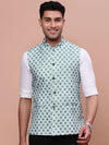 Men Solid Green Slim Fit Nehru Jacket-AD-J-204-Green