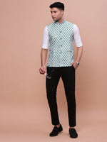 Men Solid Green Slim Fit Nehru Jacket-AD-J-204-Green