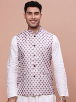 Men Solid Pink Slim Fit Nehru Jacket-AD-J-204-Pink