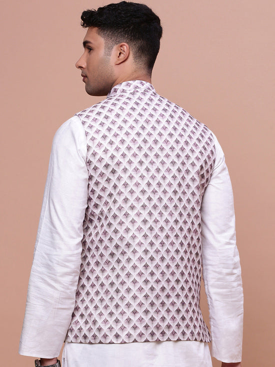 Men Solid Pink Slim Fit Nehru Jacket-AD-J-204-Pink