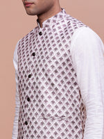 Men Solid Pink Slim Fit Nehru Jacket-AD-J-204-Pink