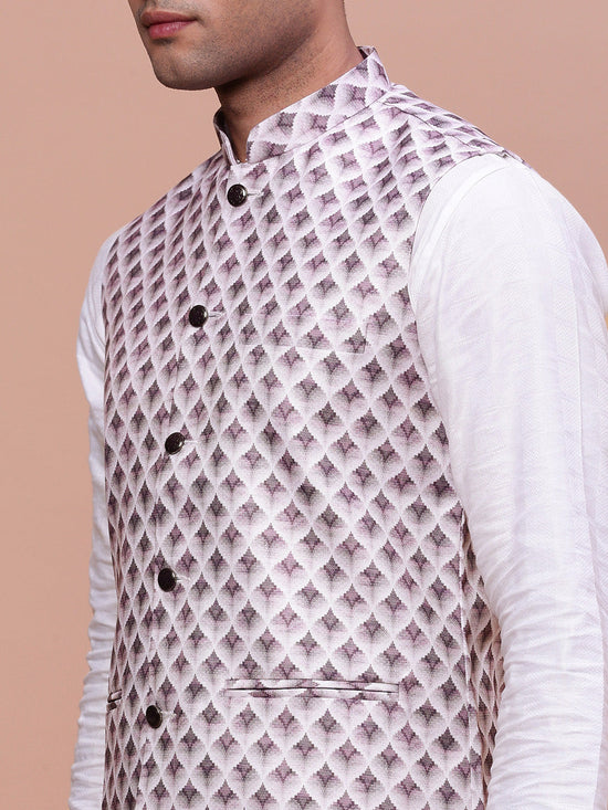 Men Solid Pink Slim Fit Nehru Jacket-AD-J-204-Pink