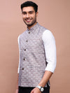 Men Printed Brown Slim Fit Nehru Jacket-AD-J-210-Brown