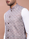 Men Printed Brown Slim Fit Nehru Jacket-AD-J-210-Brown