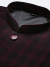 Men Checked Burgundy Slim Fit Nehru Jacket-AD-J-301-Burgundy