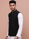 Men Printed Black Slim Fit Nehru Jacket-AD-J-306-Black