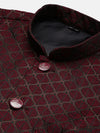 Men Woven Design Maroon Slim Fit Nehru Jacket-AD-J-308-Maroon