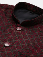 Men Woven Design Maroon Slim Fit Nehru Jacket-AD-J-308-Maroon