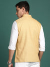 Men Solid Beige Slim Fit Nehru Jacket-AD-J-455-Beige