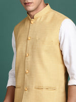 Men Solid Beige Slim Fit Nehru Jacket-AD-J-455-Beige