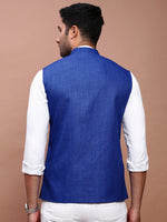 Men Solid Blue Slim Fit Nehru Jacket-AD-J-455-Blue