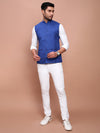 Men Solid Blue Slim Fit Nehru Jacket-AD-J-455-Blue