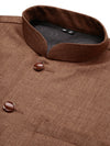 Men Solid Brown Slim Fit Nehru Jacket-AD-J-455-Brown