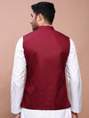 Men Solid Burgundy Slim Fit Nehru Jacket-AD-J-455-Burgundy