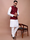 Men Solid Burgundy Slim Fit Nehru Jacket-AD-J-455-Burgundy