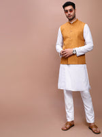 Men Solid Mustard Slim Fit Nehru Jacket-AD-J-455-Mustard