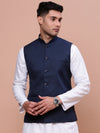 Men Solid Blue Slim Fit Nehru Jacket-AD-J-510-Blue