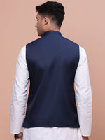 Men Solid Blue Slim Fit Nehru Jacket-AD-J-510-Blue