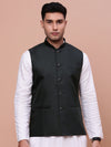 Men Solid Charcoal Slim Fit Nehru Jacket-AD-J-510-Charcoal