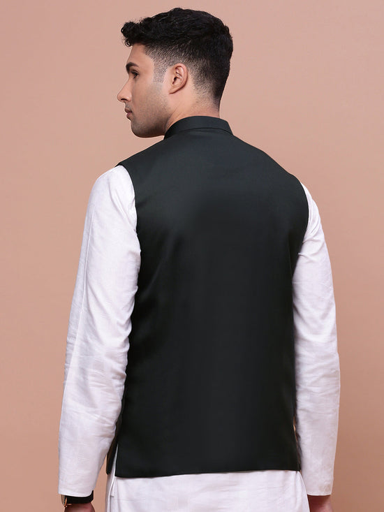 Men Solid Charcoal Slim Fit Nehru Jacket-AD-J-510-Charcoal