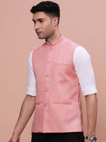 Men Solid Peach Slim Fit Nehru Jacket-AD-J-510-Peach