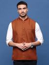 Men Solid Rust Slim Fit Nehru Jacket-AD-J-510-Rust