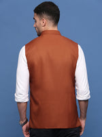 Men Solid Rust Slim Fit Nehru Jacket-AD-J-510-Rust