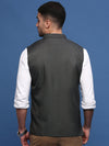 Men Solid Charcoal Slim Fit Nehru Jacket-AD-J-535-Charcoal