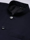 Men Solid Navy Blue Slim Fit Nehru Jacket-AD-J-535-Navyblue