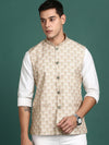 Men Printed Cream Slim Fit Nehru Jacket-AD-J-658-Cream