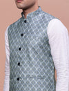 Men Printed Green Slim Fit Nehru Jacket-AD-J-662-Green