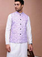 Men Printed Lavender Slim Fit Nehru Jacket-AD-J-664-Lavender