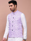 Men Printed Lavender Slim Fit Nehru Jacket-AD-J-664-Lavender