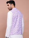 Men Printed Lavender Slim Fit Nehru Jacket-AD-J-664-Lavender