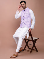 Men Printed Lavender Slim Fit Nehru Jacket-AD-J-664-Lavender