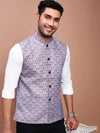 Men Printed Purple Slim Fit Nehru Jacket-AD-J-665-Purple