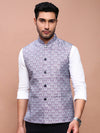 Men Printed Purple Slim Fit Nehru Jacket-AD-J-665-Purple