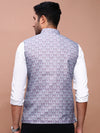 Men Printed Purple Slim Fit Nehru Jacket-AD-J-665-Purple