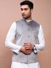 Men Solid Grey Slim Fit Nehru Jacket-AD-J-707-Grey